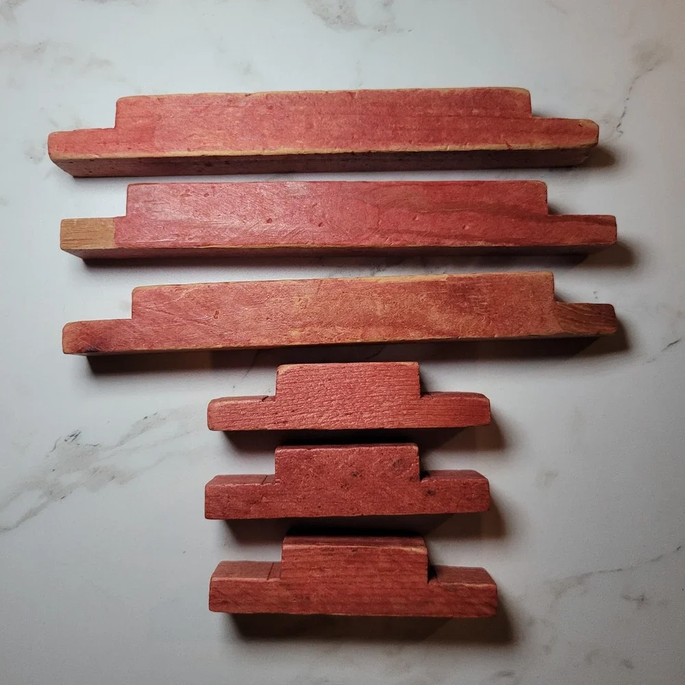 Vintage Lincoln Logs Wooden Blocks Notch‎ Square Replacement Building Toy 6 Pcs